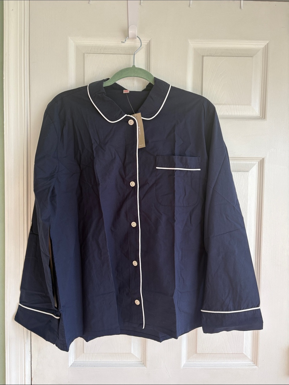 J. Crew Navy Poplin Pajama Set with White Trim - Picture 5 of 8